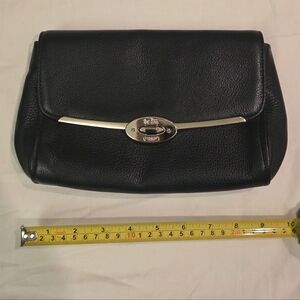 Black Leather Clutch with Gold Accent